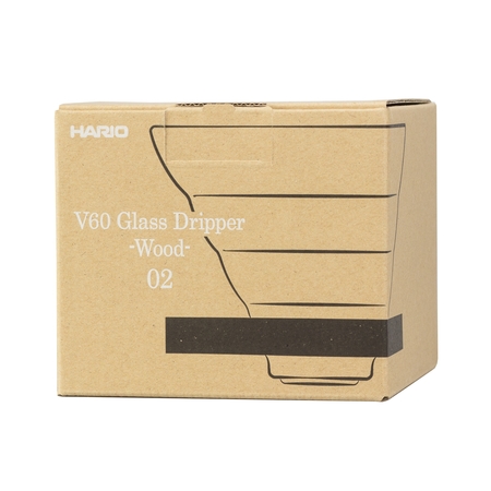 Hario Dripper V60-02, üveg, olívafával