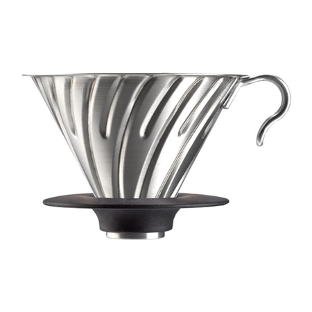 Hario Dripper V60-02, nerezový dripper so silikónovou základňou