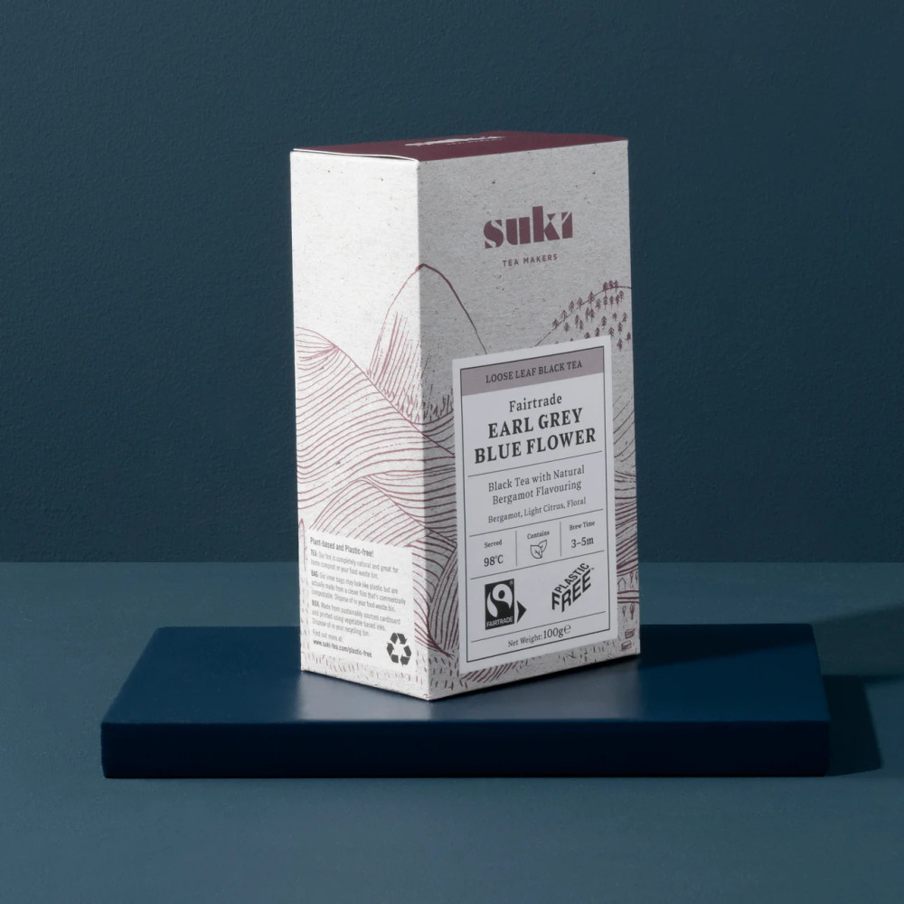 Suki prémiový fair trade čaj s vlákninou z kvetov earl grey blue 100g 